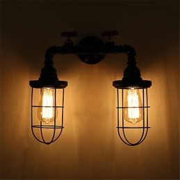 Vintage Industrial Pipe Wall Lights Black Creative Lights Restaurant Cafe Bar Decoration lighting With 2 Light Painted Finish