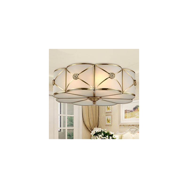 Traditional Classic Rustic Lodge Brass Metal Flush Mount