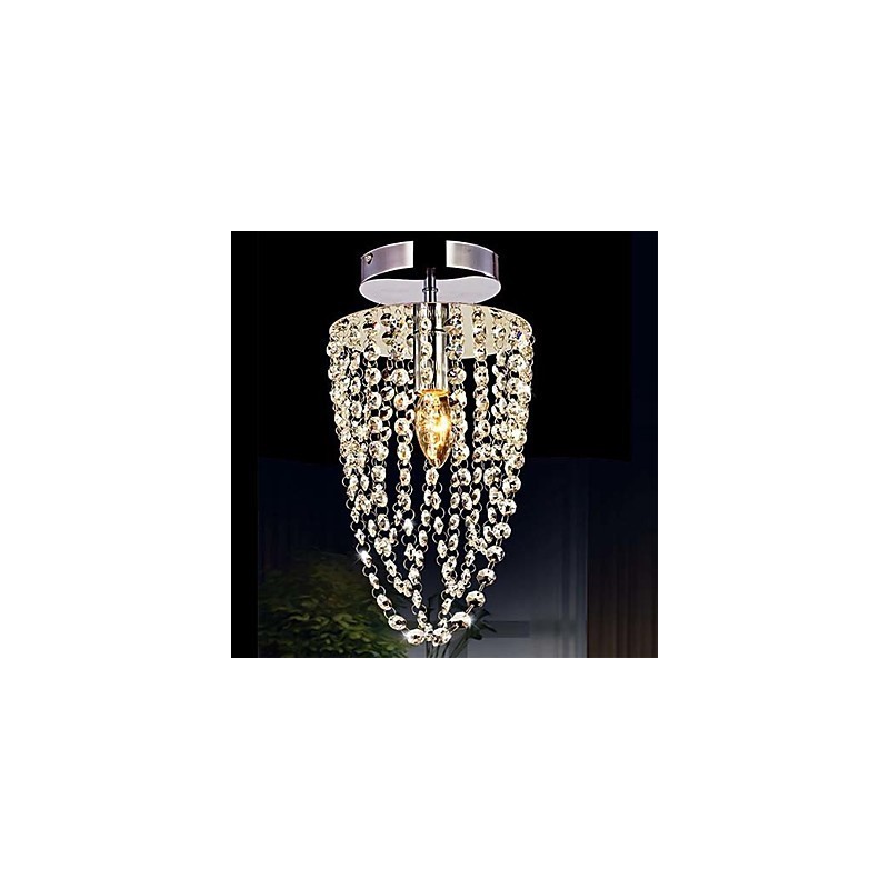 1 Light Chrome Modern K9 Transparent Crystal Chandelier with 1 Bulb