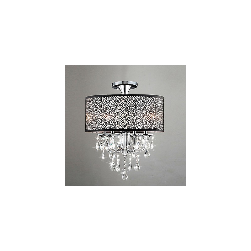 Modern Contemporary Drum Crystal Mini Style Chrome Chandelier