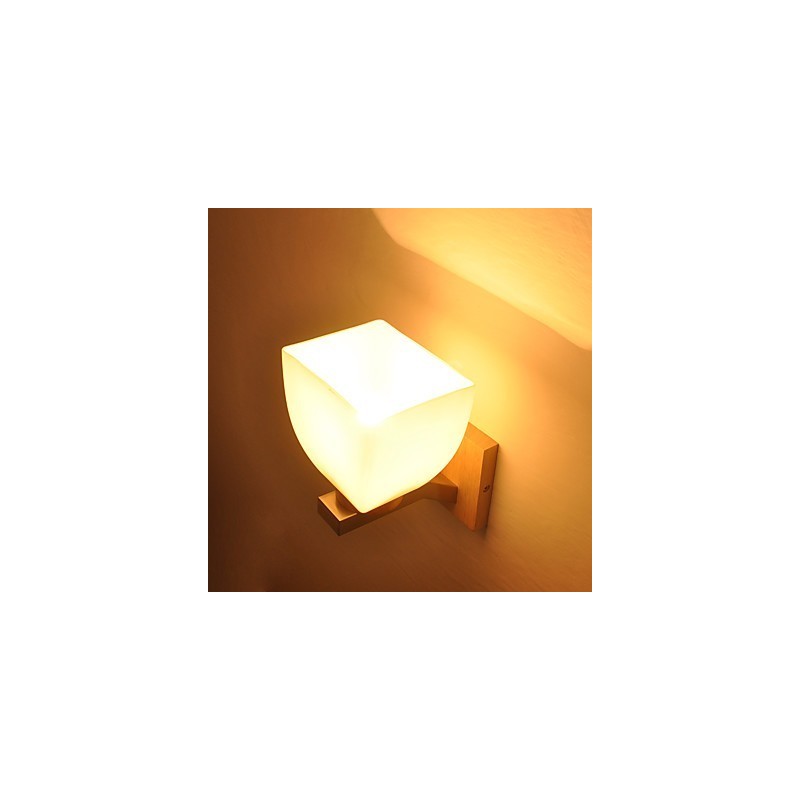 Simple Wall Lamp Bedside Desk Lamp With Glass Shade and Solid Wood for Bedroom Dresser Living Room Baby Room College Dorm Coffee Table Bookcas