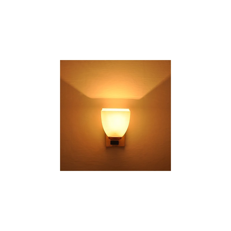 Simple Wall Lamp Bedside Desk Lamp With Glass Shade and Solid Wood for Bedroom Dresser Living Room Baby Room College Dorm Coffee Table Bookcas