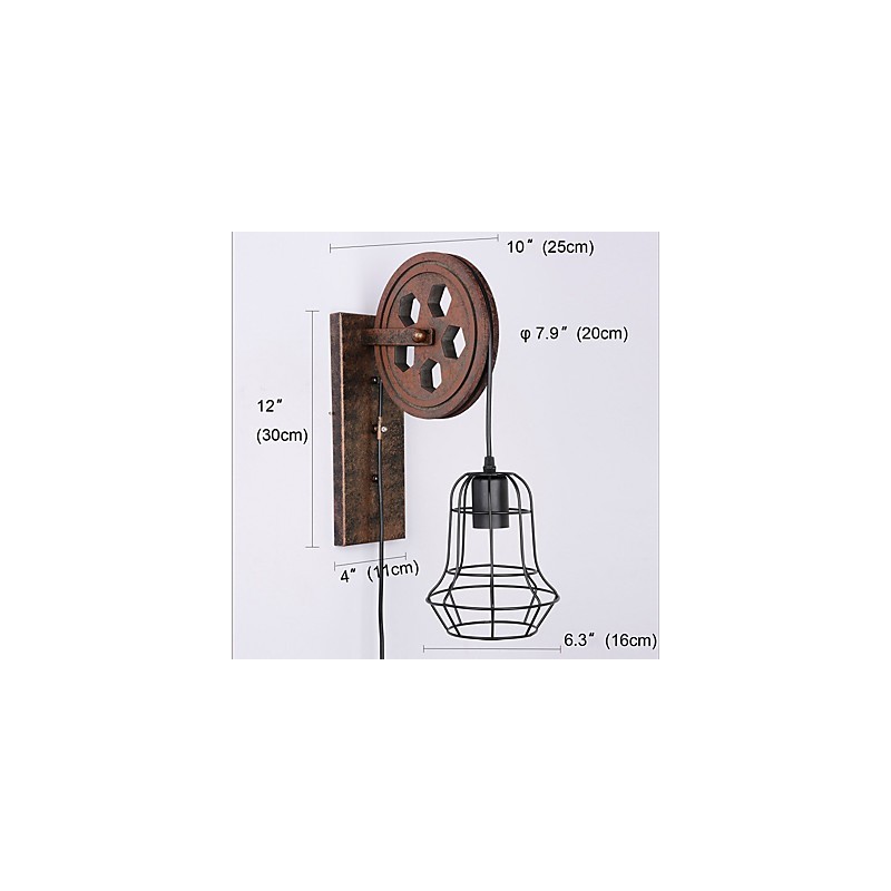 Industrial Retro Iron Wall Lamp Creative Personality Lift Pulley Wall Lamp