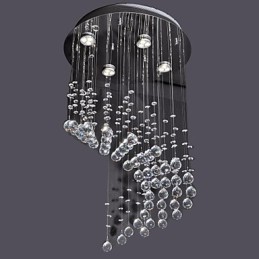 Modern Contemporary Crystal Chrome Metal Flush Mount