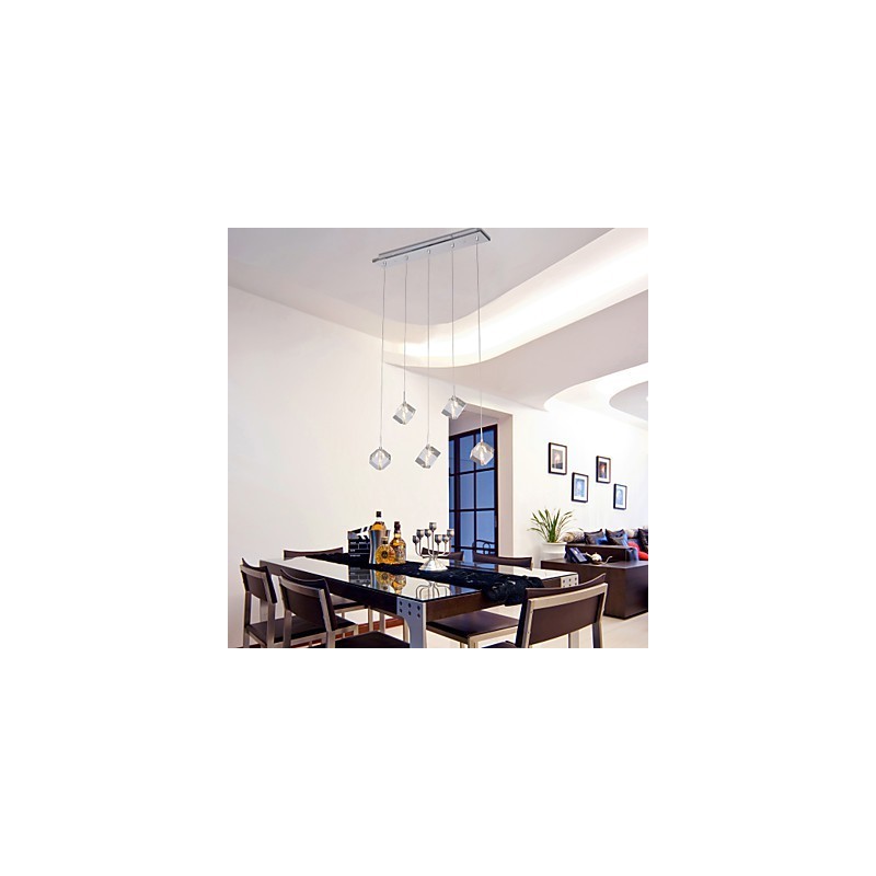 Modern Contemporary Island Crystal Chrome Pendant Light