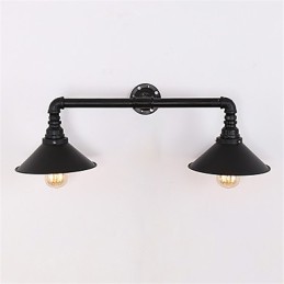 Vintage Industrial Pipe Wall Lights Black Metal Shade Restaurant Cafe Bar Decoration lighting With 2 Light Painted Finish