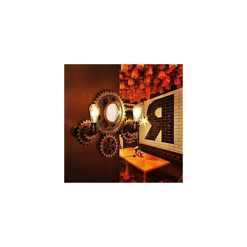 Vintage Industrial Wall Lights Wood Gear Shape Creative turnable Lights Restaurant Cafe Bar Decoration lighting