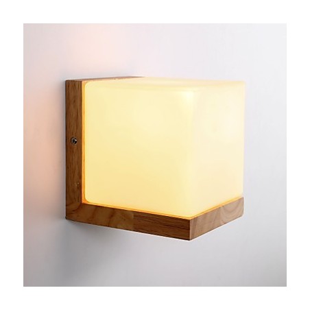 Wood Wall Sconces Glass Shade 110V OR 220V Country Novelty