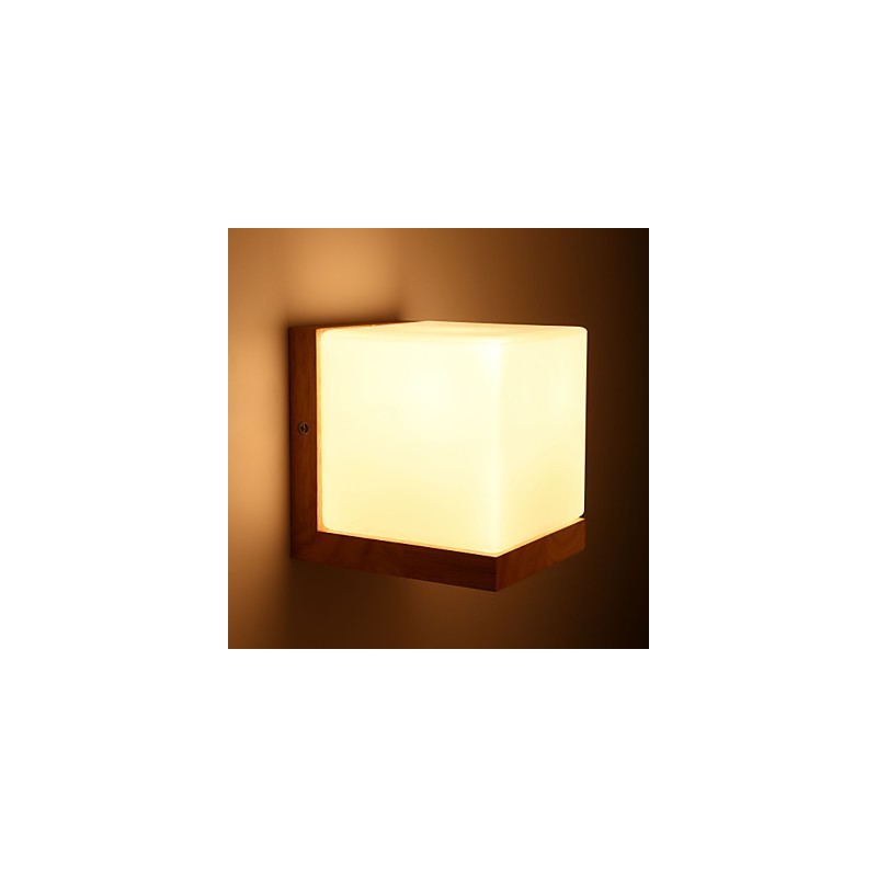 Wood Wall Sconces Glass Shade 110V OR 220V Country Novelty