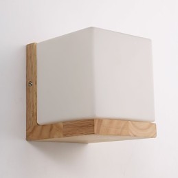 Wood Wall Sconces Glass Shade 110V OR 220V Country Novelty