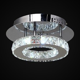 Modern Contemporary Crystal Chrome Metal Flush Mount
