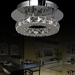 Modern Contemporary Crystal Chrome Metal Flush Mount