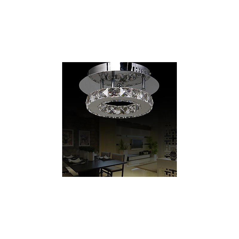 Modern Contemporary Crystal Chrome Metal Flush Mount