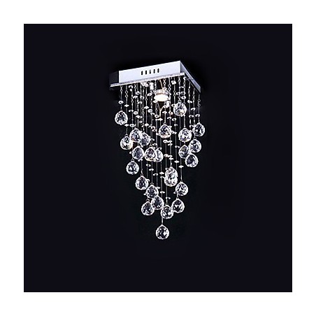 Modern Contemporary Crystal Electroplated Metal Chandelier Flush Mount