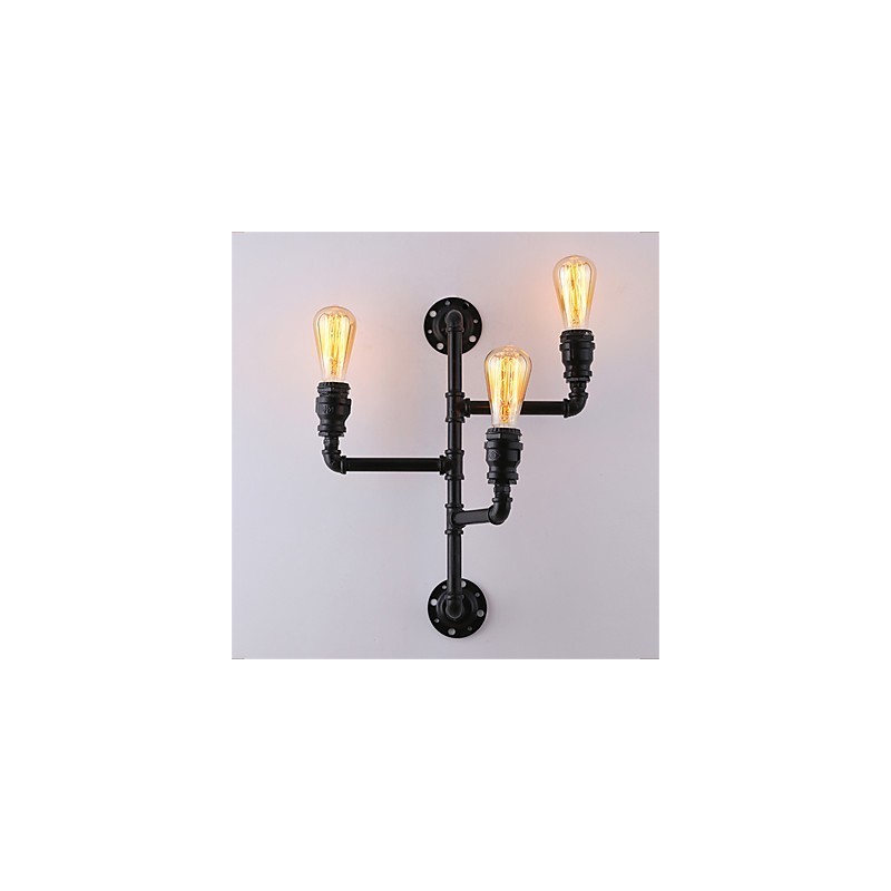 Vintage Industrial Pipe Wall Lights Black Creative Lights Restaurant Cafe Bar Decoration lighting With 3 Light Painted Finish