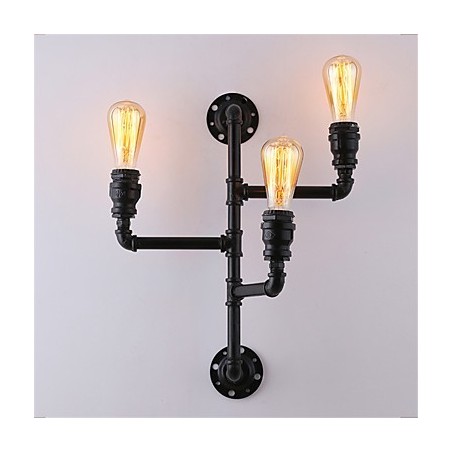 Vintage Industrial Pipe Wall Lights Black Creative Lights Restaurant Cafe Bar Decoration lighting With 3 Light Painted Finish