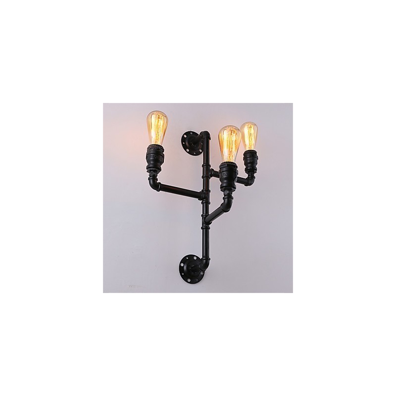 Vintage Industrial Pipe Wall Lights Black Creative Lights Restaurant Cafe Bar Decoration lighting With 3 Light Painted Finish