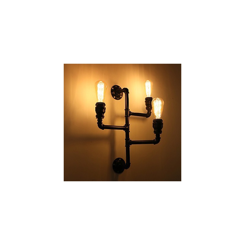 Vintage Industrial Pipe Wall Lights Black Creative Lights Restaurant Cafe Bar Decoration lighting With 3 Light Painted Finish
