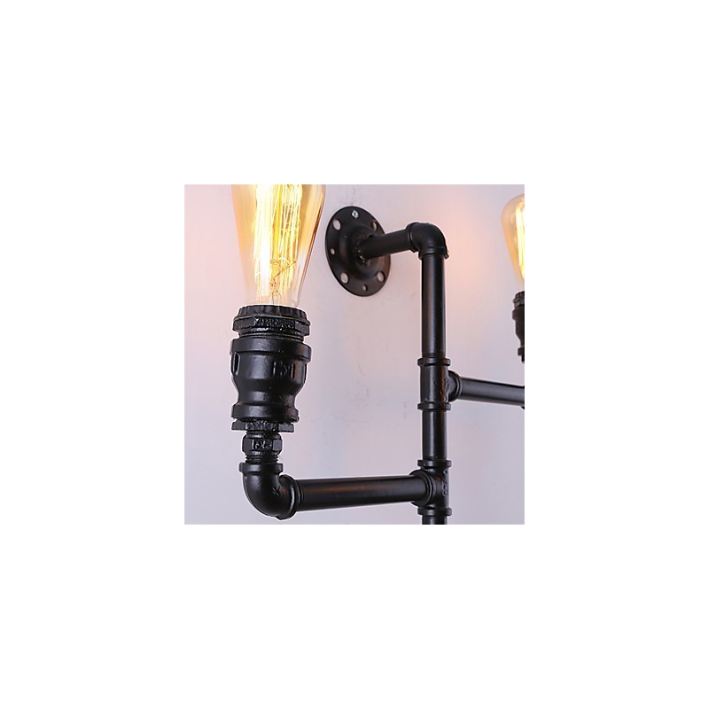 Vintage Industrial Pipe Wall Lights Black Creative Lights Restaurant Cafe Bar Decoration lighting With 3 Light Painted Finish