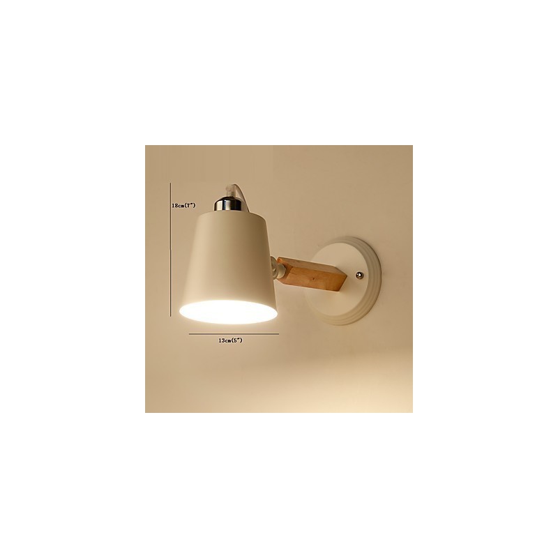 Vintage Wood Art Deco Metal Metal Rustic Wall Sconce Living Room Dining Room Hallway Wall Lamp Black White Optional