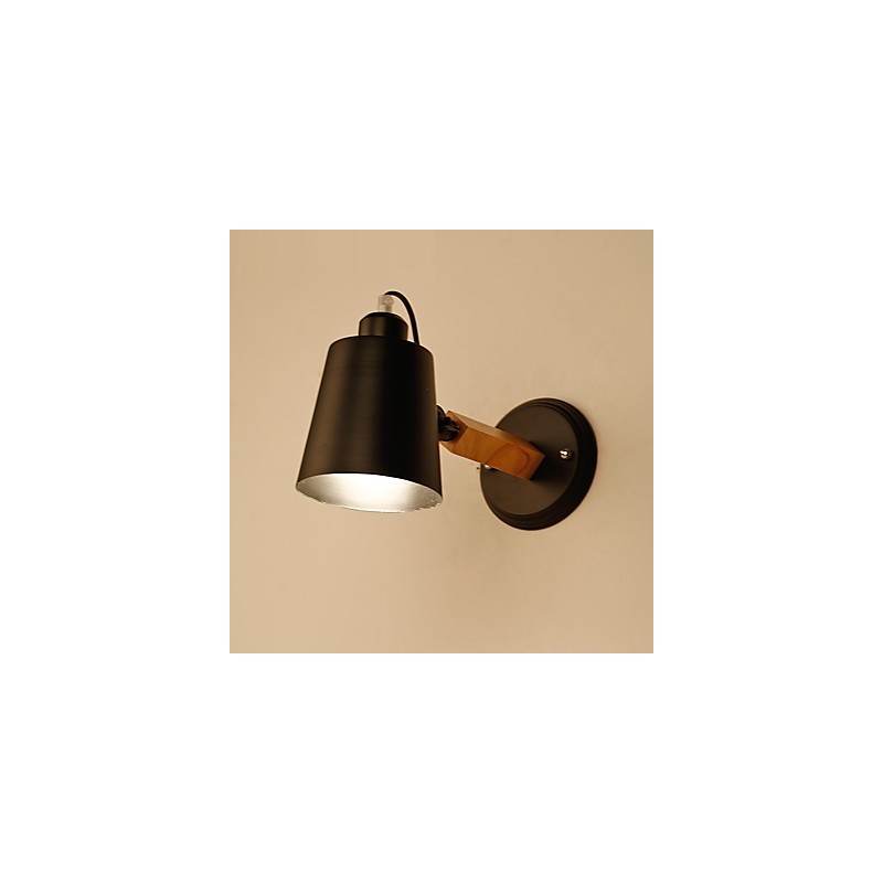 Vintage Wood Art Deco Metal Metal Rustic Wall Sconce Living Room Dining Room Hallway Wall Lamp Black White Optional