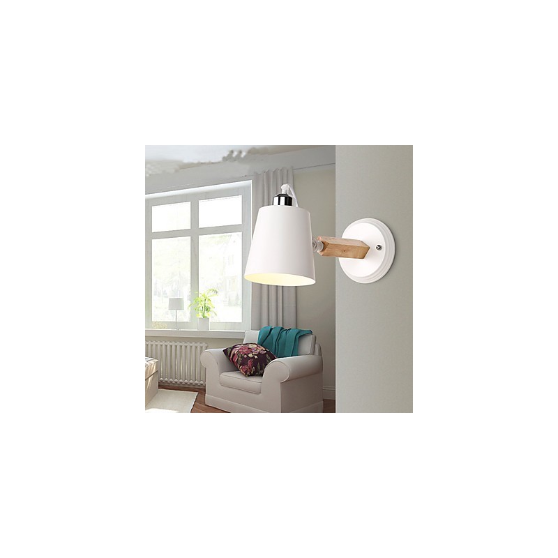 Vintage Wood Art Deco Metal Metal Rustic Wall Sconce Living Room Dining Room Hallway Wall Lamp Black White Optional