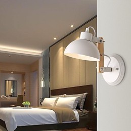 Vintage Wood Art Deco Metal Metal Rustic Wall Sconce Living Room Dining Room Hallway Wall Lamp Black White Optional