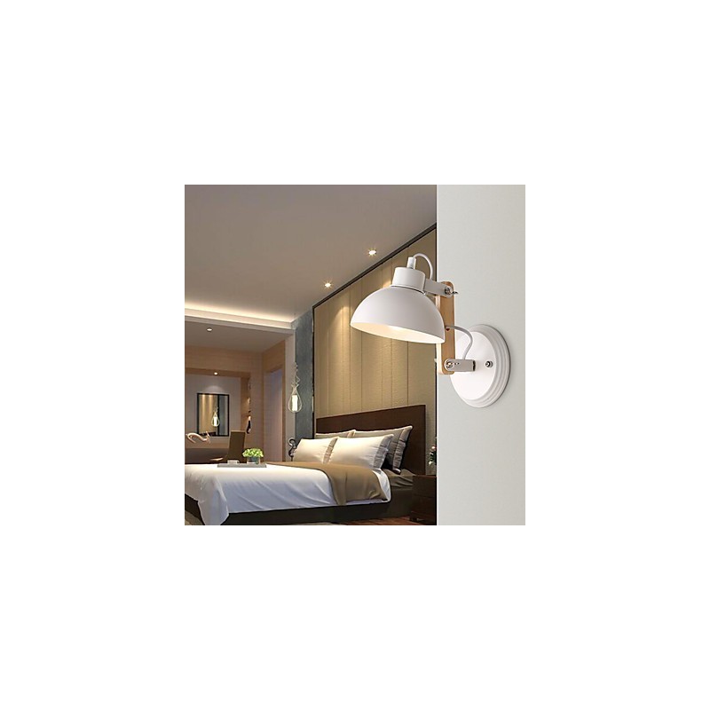 Vintage Wood Art Deco Metal Metal Rustic Wall Sconce Living Room Dining Room Hallway Wall Lamp Black White Optional