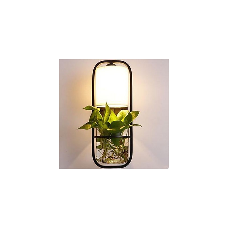 Modern Iron Creative Potted Plant Glass Wall Lamp