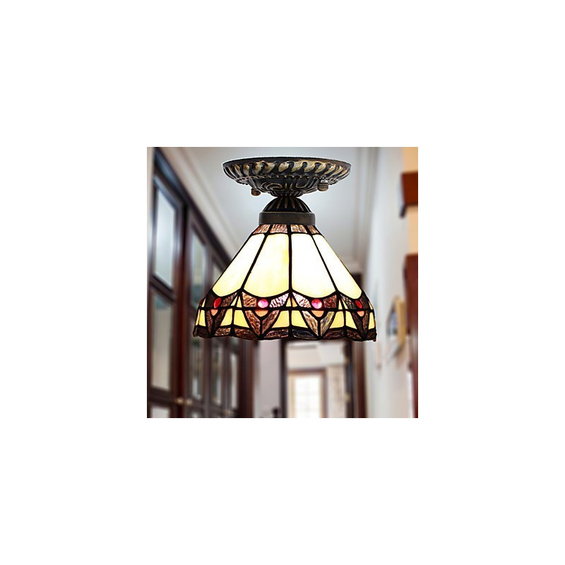 European Rural Creative Arts Stained Glass Absorb Dome Lamp Light