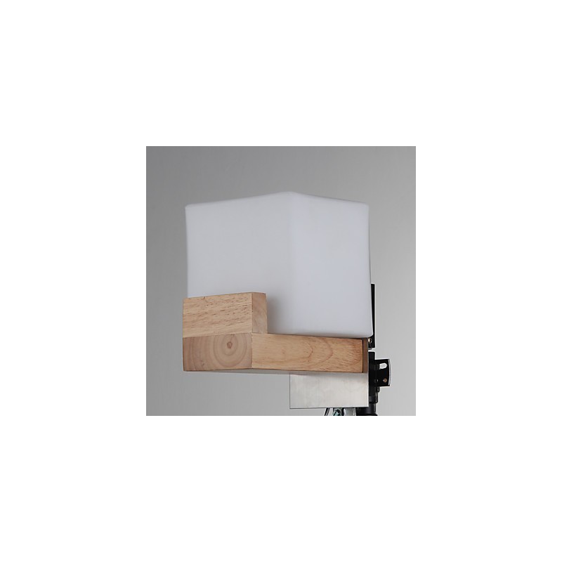 Simple Wall Lamp Bedside Desk Lamp With Glass Shade and Solid Wood for Bedroom Dresser Living Room Baby Room College Dorm Coffee Table Bookcas