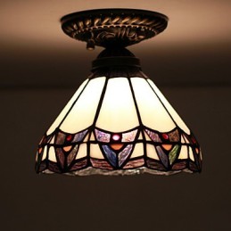 European Rural Creative Arts Stained Glass Absorb Dome Lamp Light