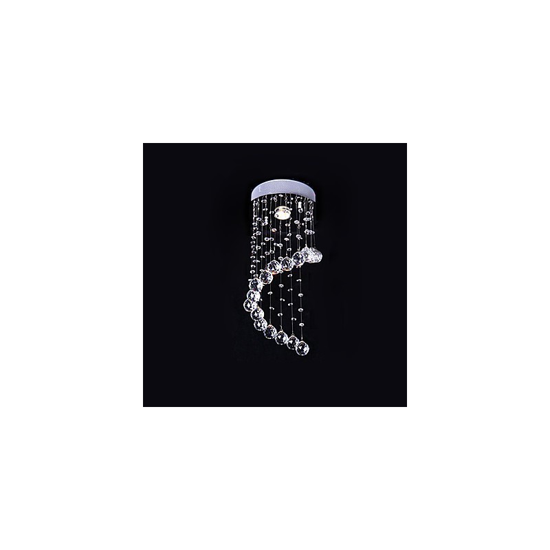 Modern Contemporary Crystal Electroplated Metal Chandelier Flush Mount