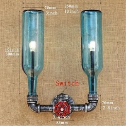 Retro Industrial Wind Switch Water Bottle Wall Lamp Wall Light Blue