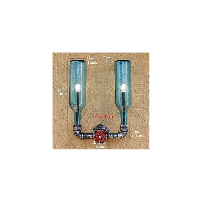 Retro Industrial Wind Switch Water Bottle Wall Lamp Wall Light Blue