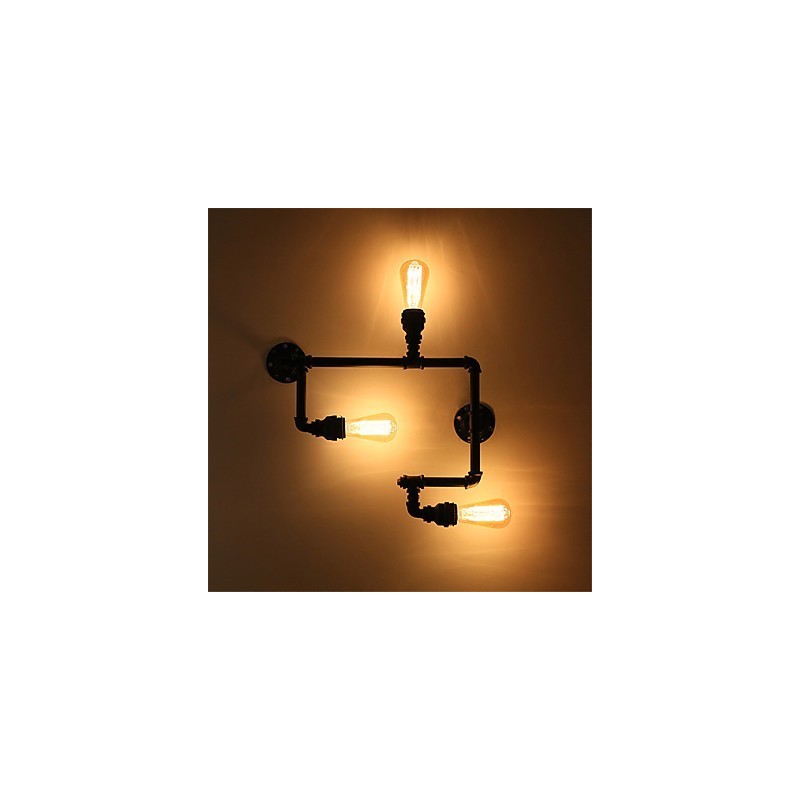 3 Heads Vintage Industrial Pipe Wall Lights Black Creative Lights Restaurant Cafe Bar Decoration lighting