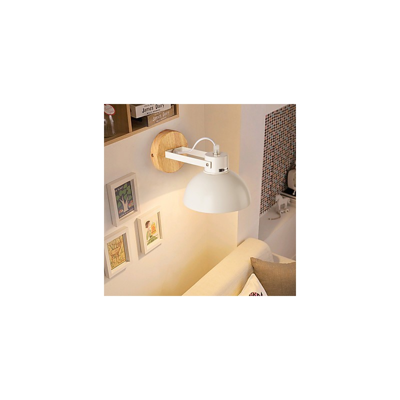 Vintage Wood Art Deco Metal Metal Rustic Wall Sconce Living Room Dining Room Hallway Wall Lamp Black White Optional