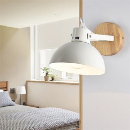 Vintage Wood Art Deco Metal Metal Rustic Wall Sconce Living Room Dining Room Hallway Wall Lamp Black White Optional