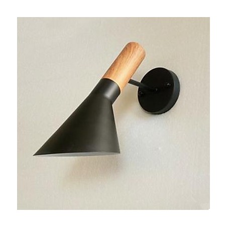 Modern Simple Living Room Bed Wrought Iron Imitation Wood Wall Lamp