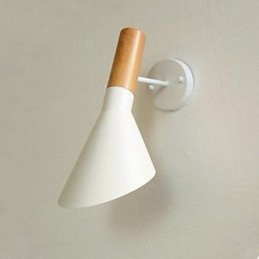 Modern Simple Living Room Bed Wrought Iron Imitation Wood Wall Lamp