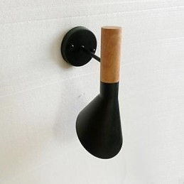 Modern Simple Living Room Bed Wrought Iron Imitation Wood Wall Lamp