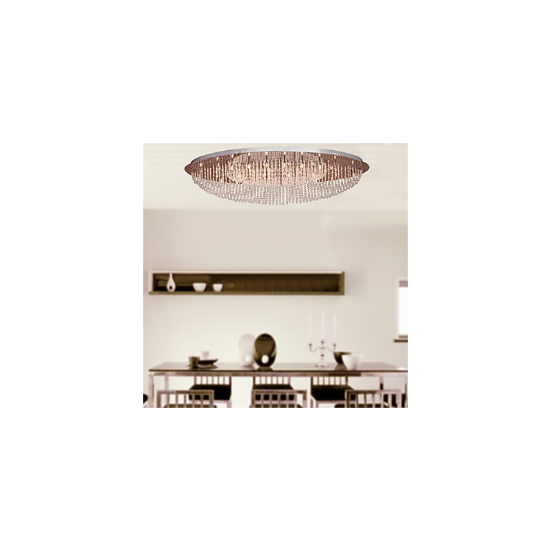 Modern Contemporary Crystal Chrome Metal Flush Mount