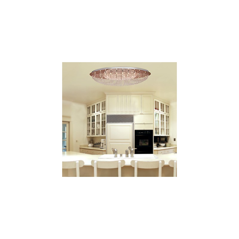Modern Contemporary Crystal Chrome Metal Flush Mount