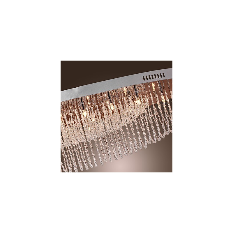 Modern Contemporary Crystal Chrome Metal Flush Mount