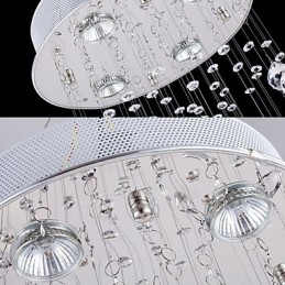 Crystal Pendant Light Chandelier Lighting 5 Lights Silver Canpoy Clear K9 Crystal Helix Ceiling Lamps