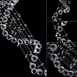 Crystal Pendant Light Chandelier Lighting 5 Lights Silver Canpoy Clear K9 Crystal Helix Ceiling Lamps