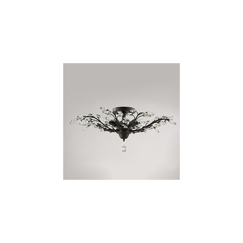 Vintage Crystal Flush Mount Metal Painting Black OR Gold