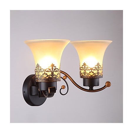 Double Head Amercian Countryside Vintage Metal with Glass Wall Lamp for the Canteen Room Living Room Entry Foyer Decorate Wall Lamp