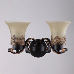 Double Head Amercian Countryside Vintage Metal with Glass Wall Lamp for the Canteen Room Living Room Entry Foyer Decorate Wall Lamp