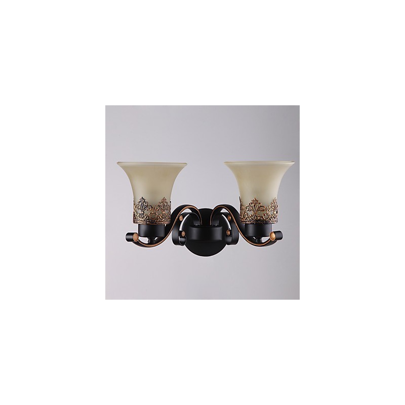 Double Head Amercian Countryside Vintage Metal with Glass Wall Lamp for the Canteen Room Living Room Entry Foyer Decorate Wall Lamp